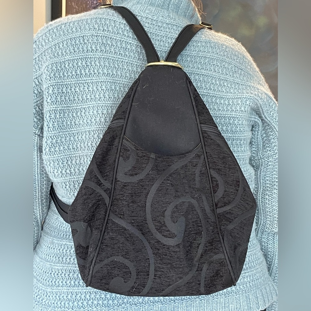 Danny K Black Classic Convertible Backpack/Cross-Body Bag